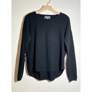 Wyse London Black 100% Cashmere Gold Sequin Elbow Patch Sweater 2 US 6 UK 10